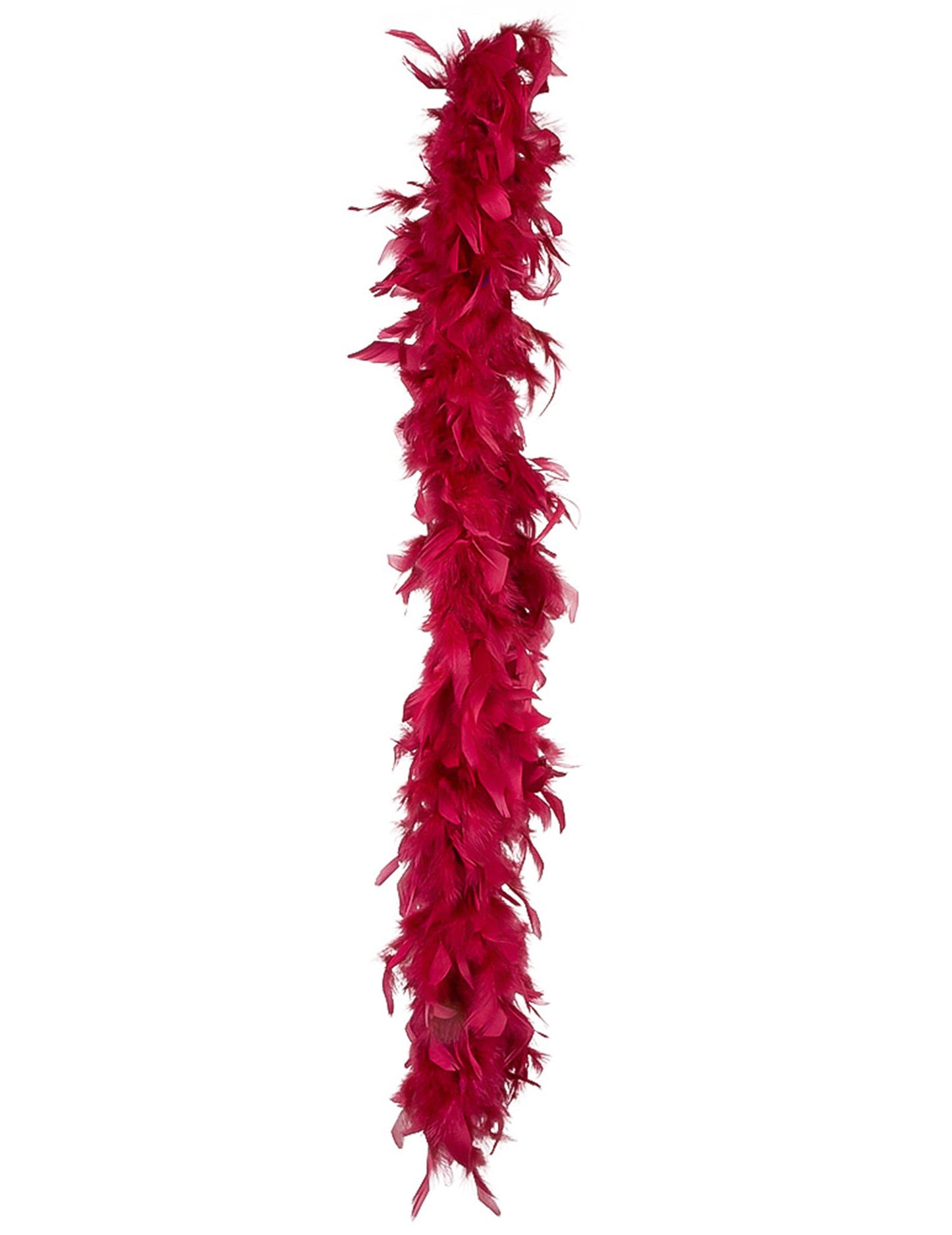 Détail des plumes du boa rouge bordeaux