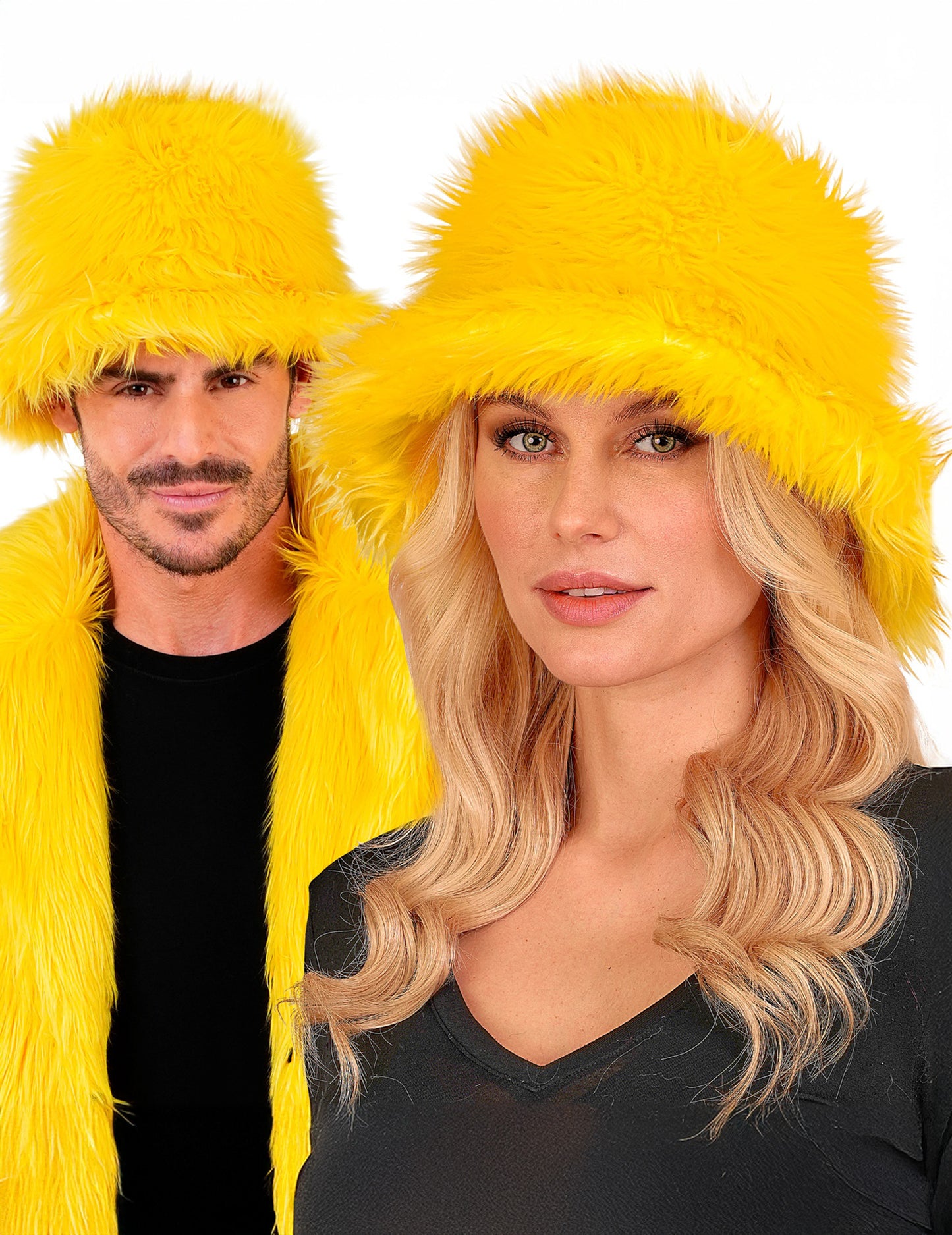 Жълта пухкава шапка тип „боб“ за възрастни 