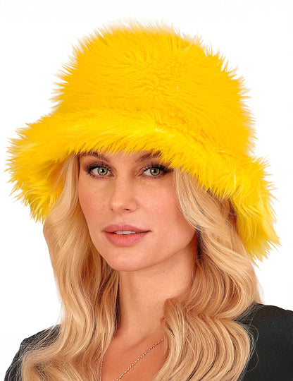 Жълта пухкава шапка тип „боб“ за възрастни 