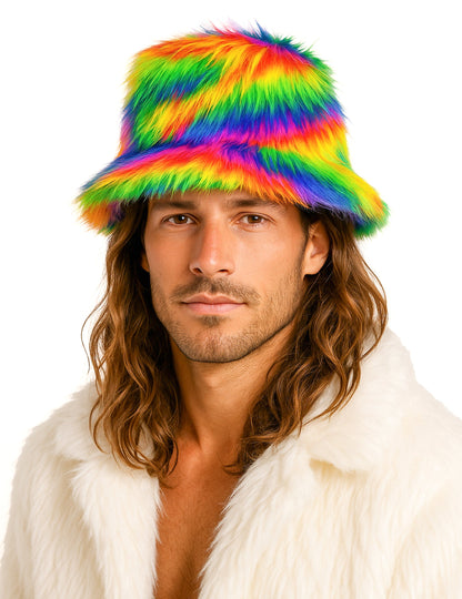 Многоцветна пухкава шапка тип боб за възрастни 