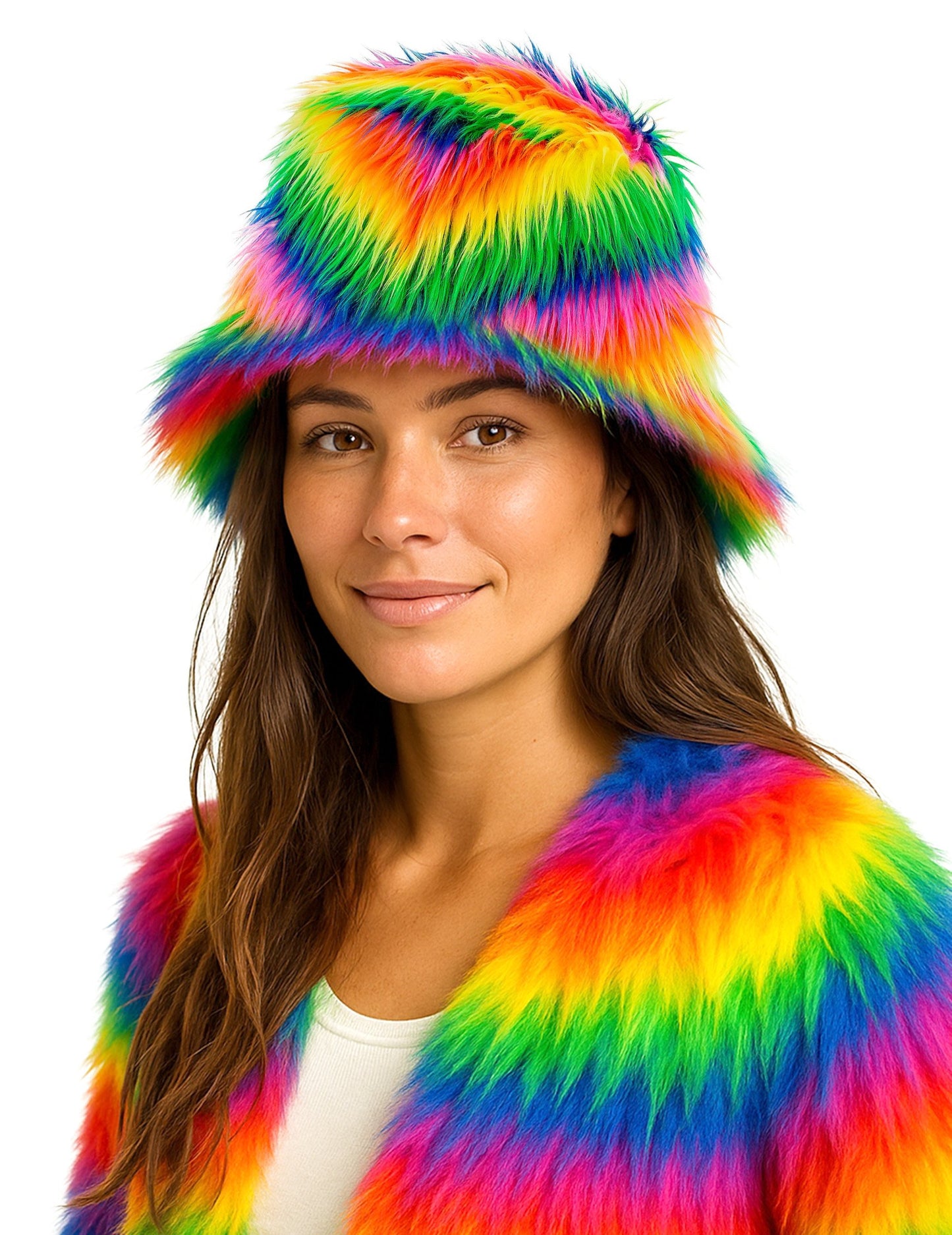 Многоцветна пухкава шапка тип боб за възрастни 