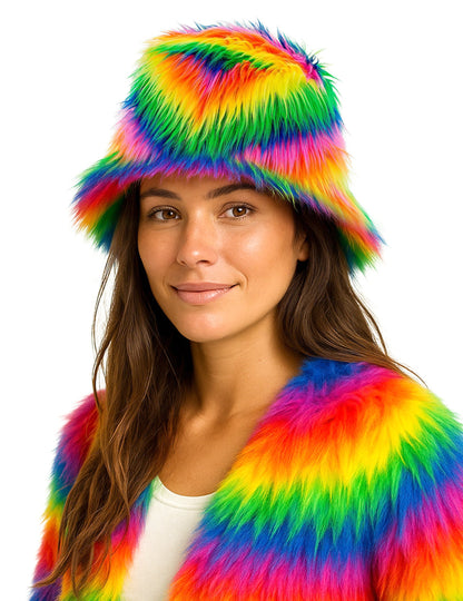 Многоцветна пухкава шапка тип боб за възрастни 