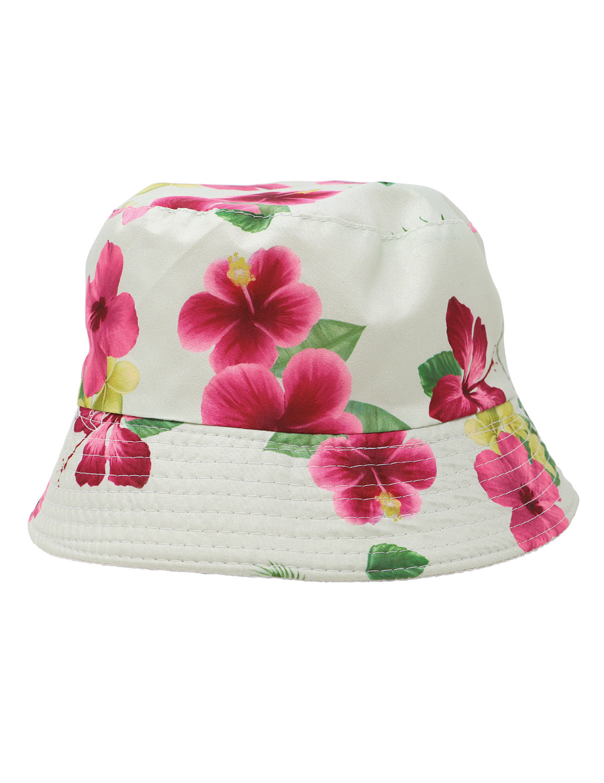 Vue de face du bob imprimé fleurs Hawaï