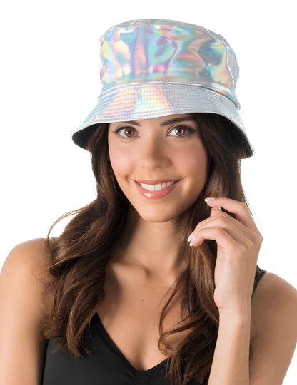 Ирисирана сребриста шапка тип боб за възрастни 