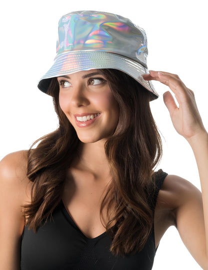 Ирисирана сребриста шапка тип боб за възрастни 