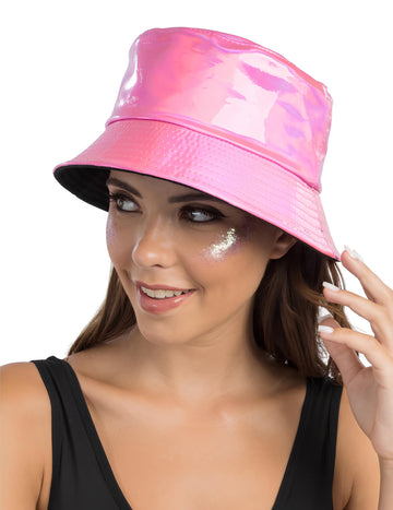 Розова иридисцентна шапка тип боб за възрастни 