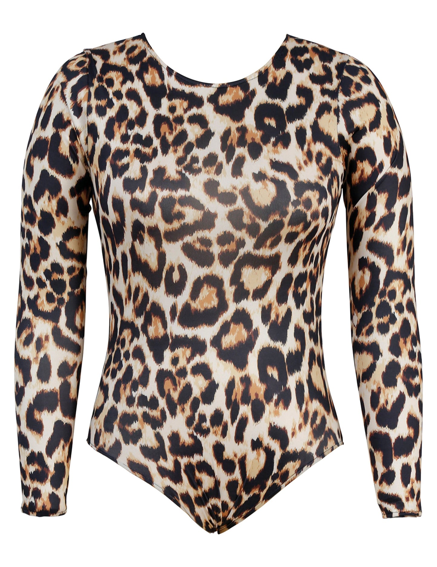 Дамско боди с дълъг ръкав на леопардови шарки 