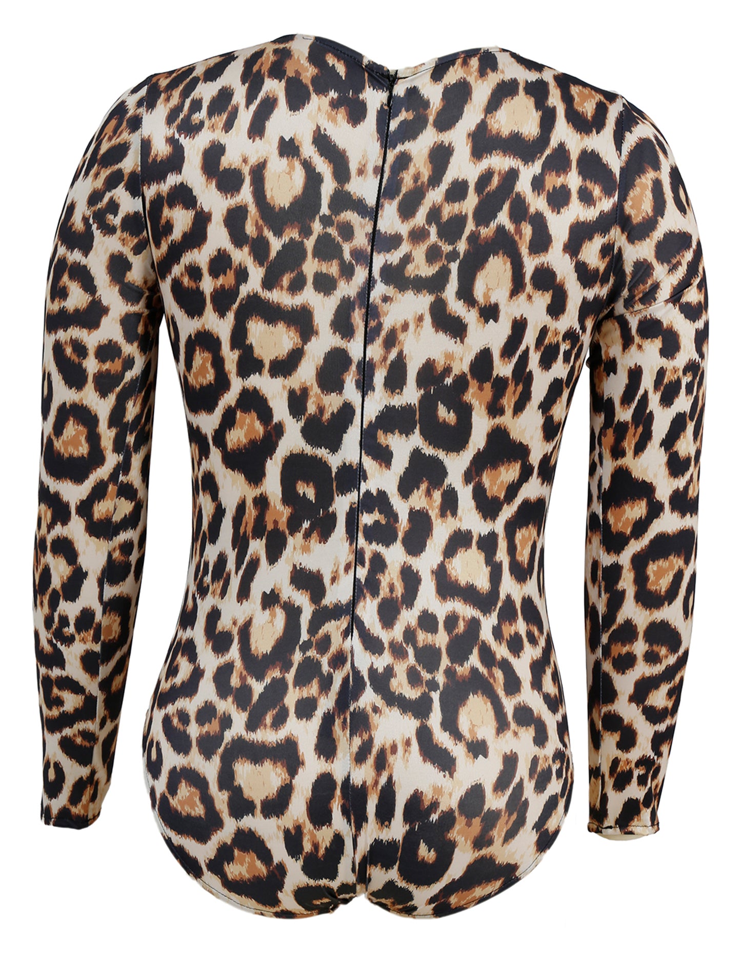 Дамско боди с дълъг ръкав на леопардови шарки 