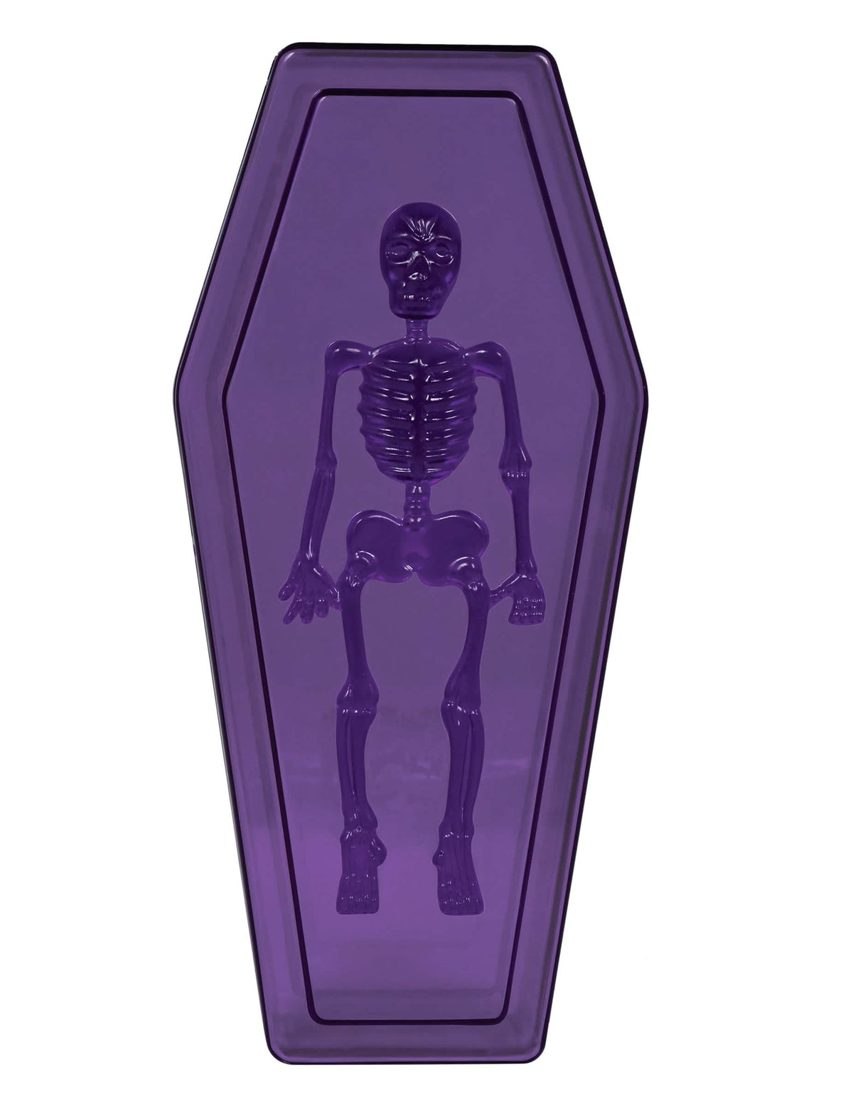 Détail du couvercle de la Boîte cercueil pour Halloween avec motif de squelette