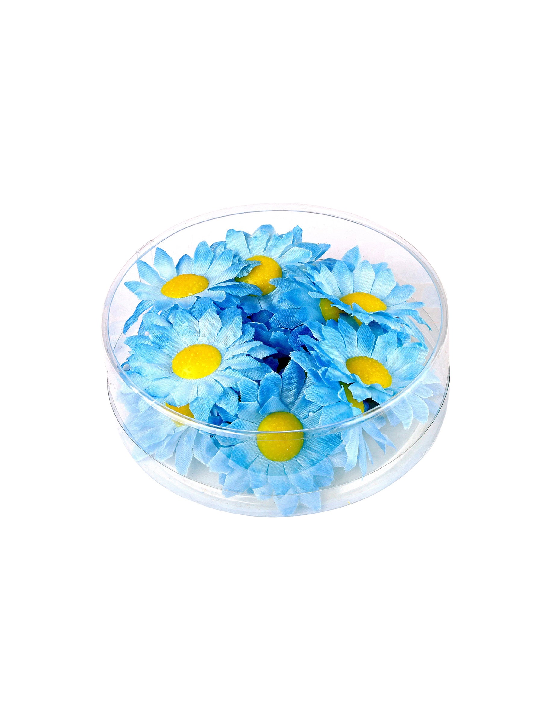 Fleurs marguerites pour décoration bleues en boîte de 20