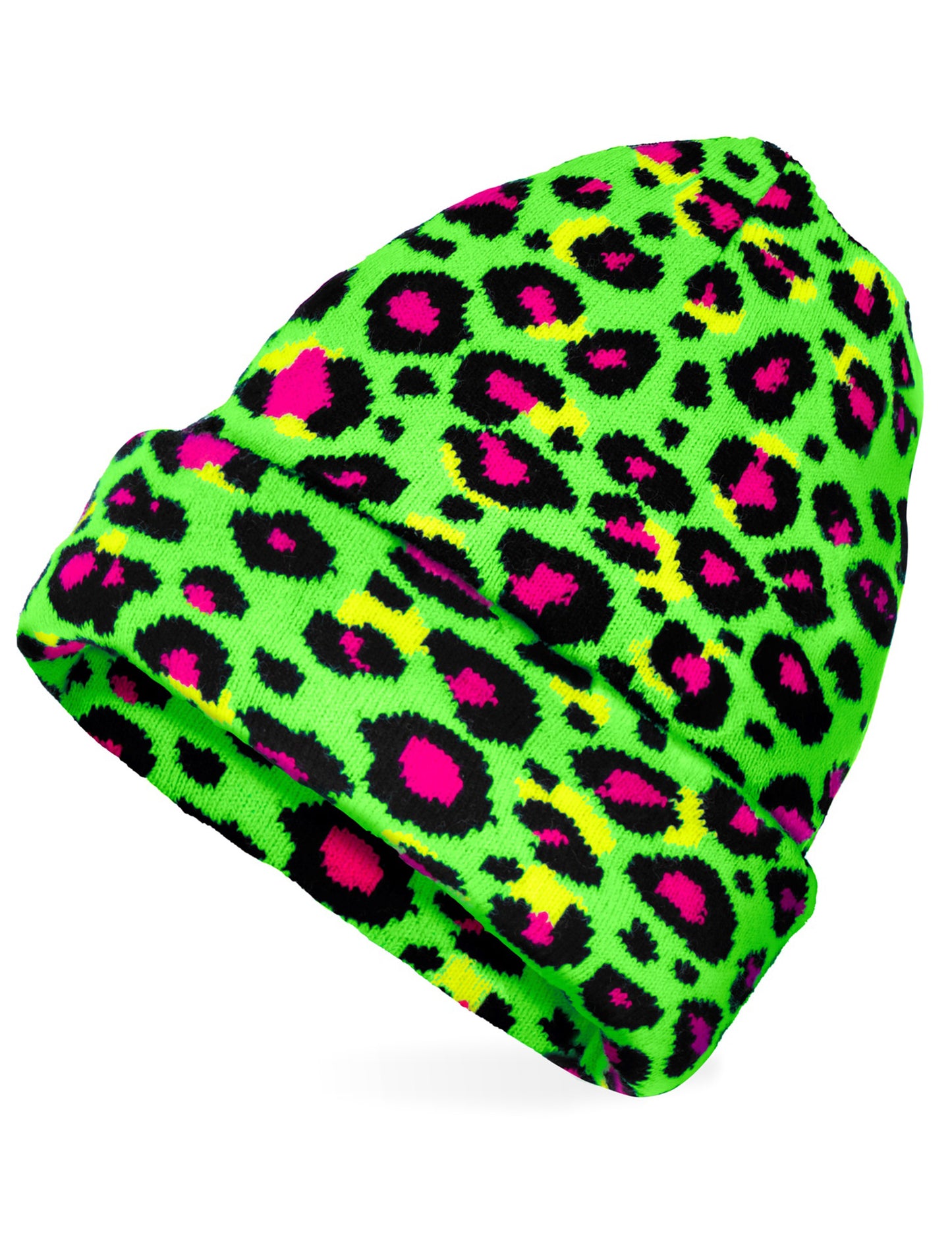 Неонова зелена леопардова шапка за възрастни 