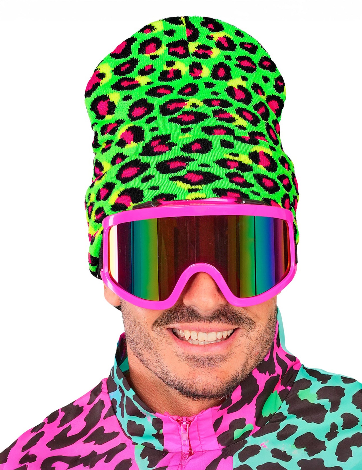 Неонова зелена леопардова шапка за възрастни 
