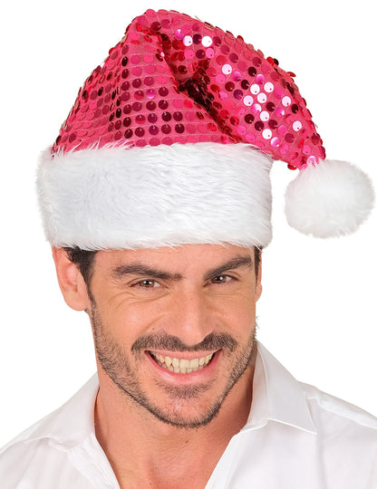Розова коледна шапка с пайети за възрастни