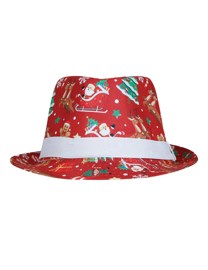 Vue de face du Borsalino à motifs de Noël pour adulte