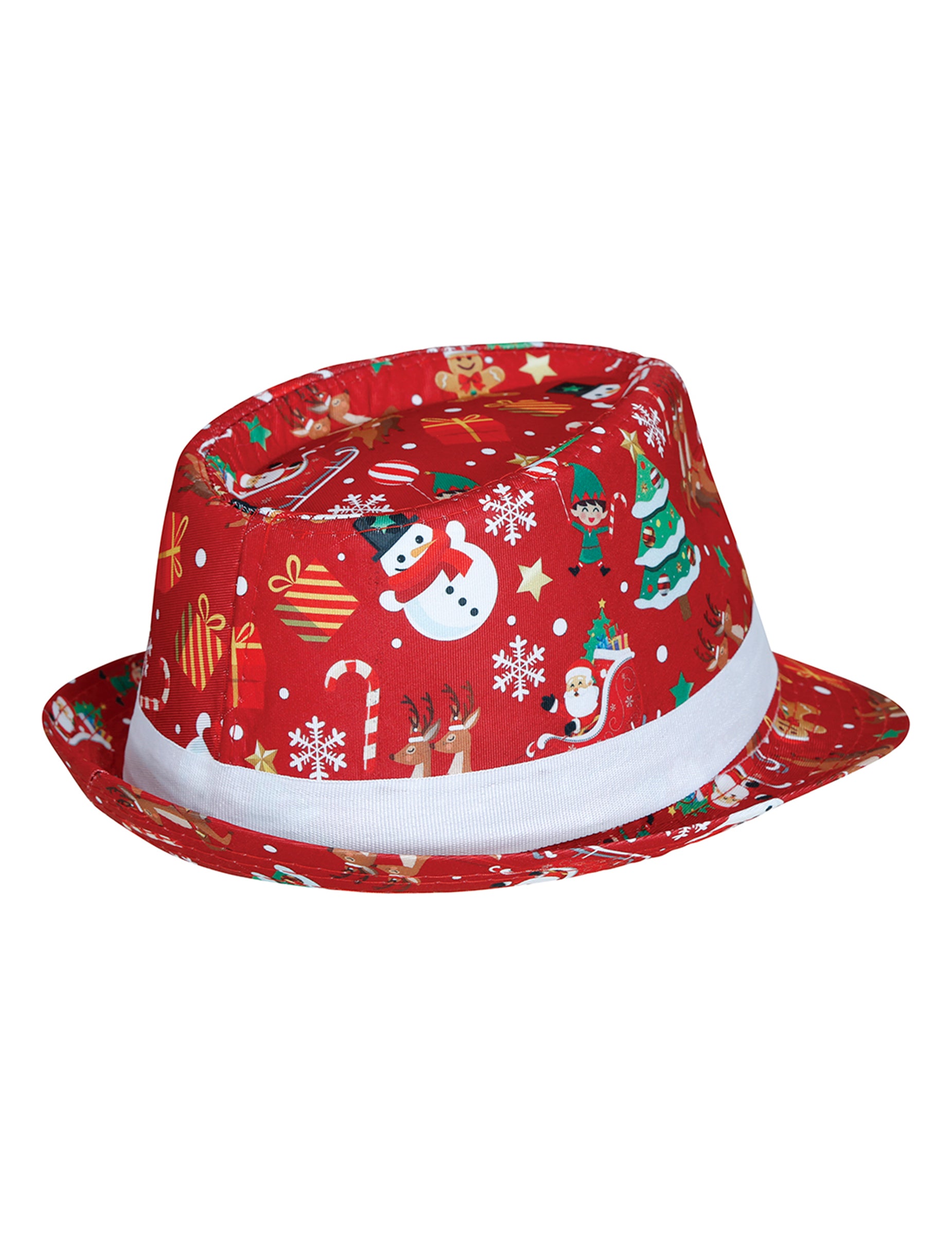 Vue de dessus du Borsalino à motifs de Noël pour adulte