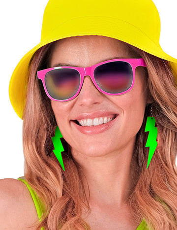 Обеци от флуо зелена мълния