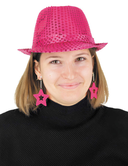 Обеци с розови звезди