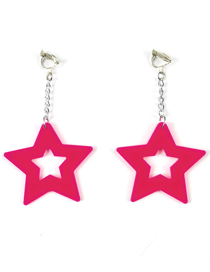 Обеци с розови звезди