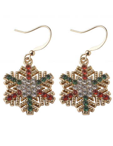 Обеци снежинки за Коледа с камъчета 