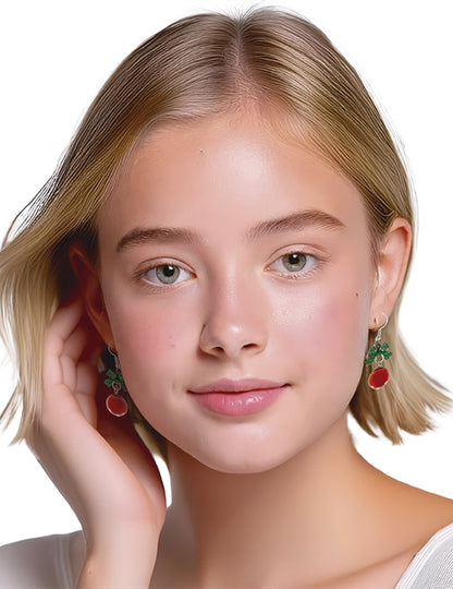 Метални обеци с коледни топки