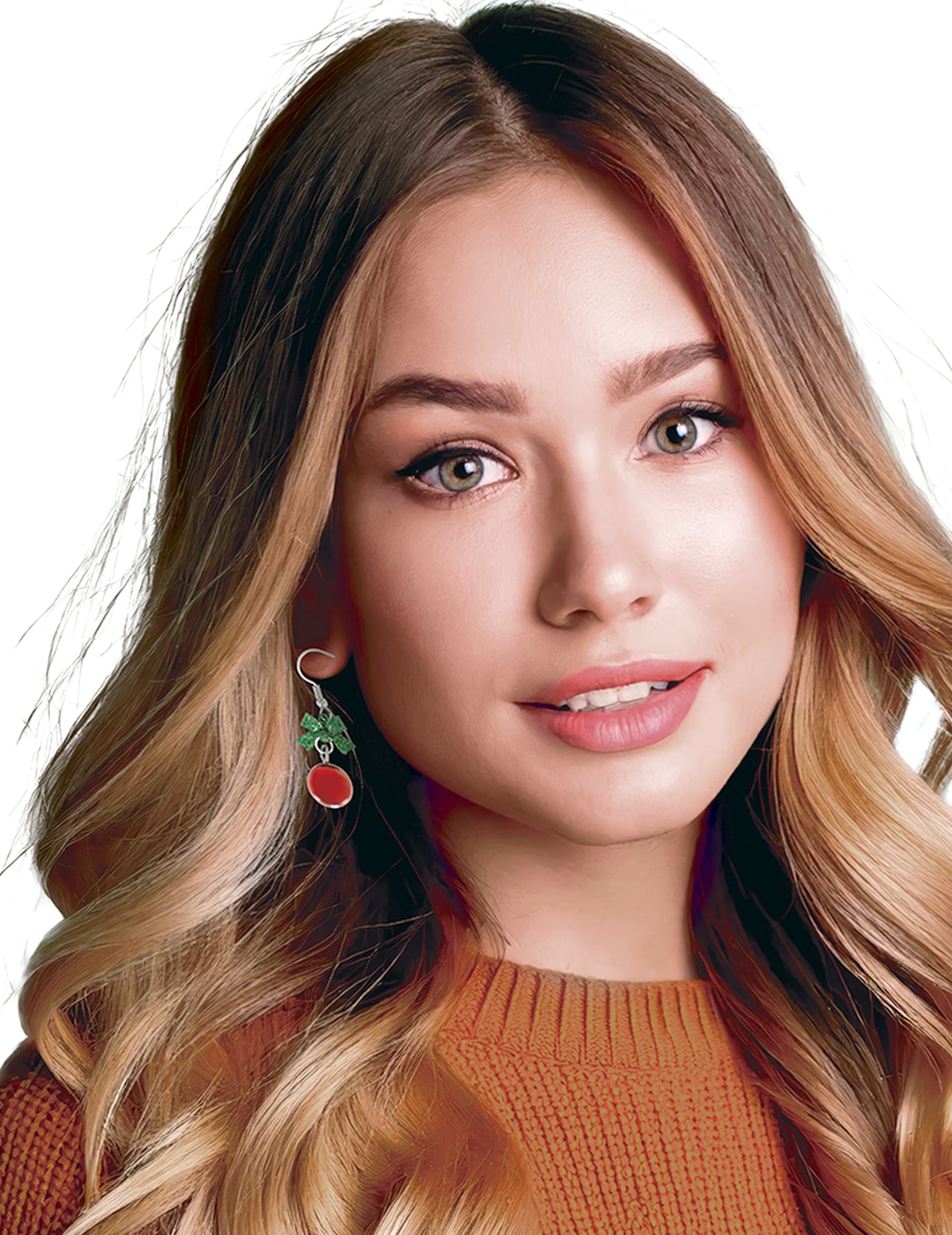 Метални обеци с коледни топки