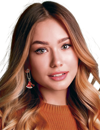 Метални обеци с коледна шапка