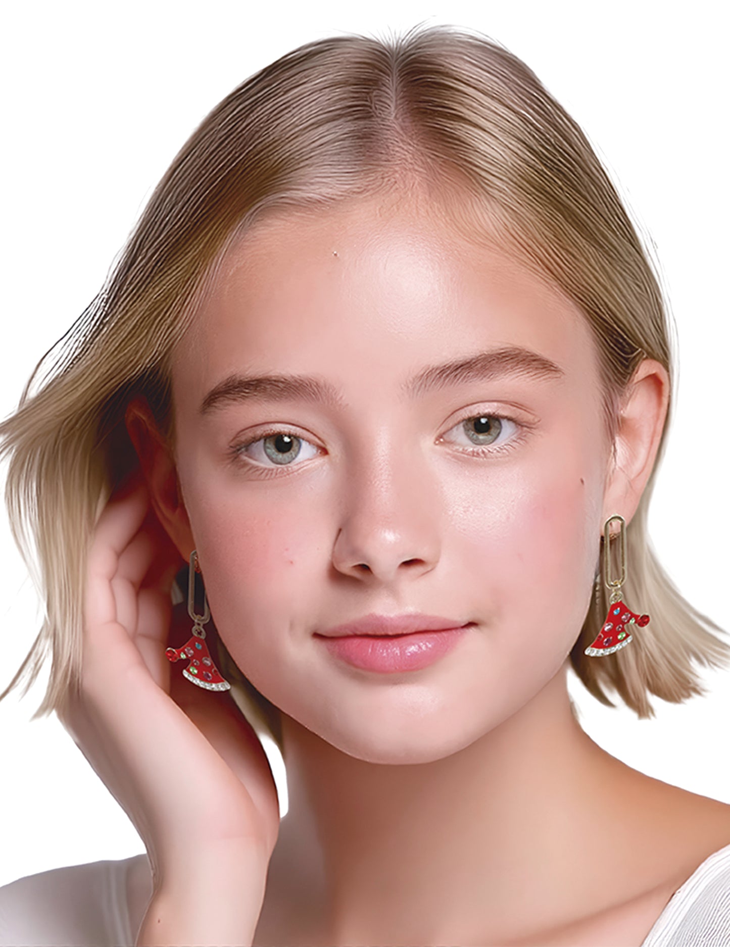 Метални обеци с коледна шапка