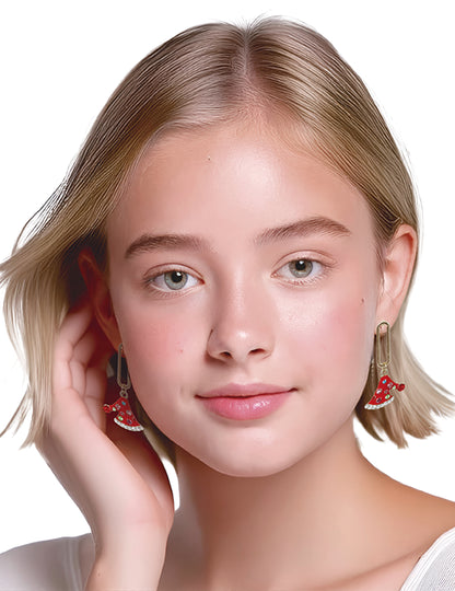 Метални обеци с коледна шапка