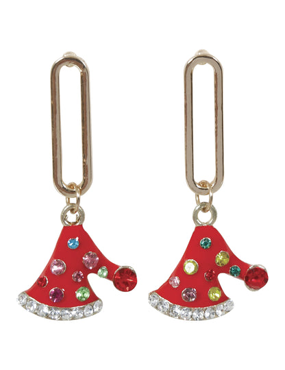 Метални обеци с коледна шапка