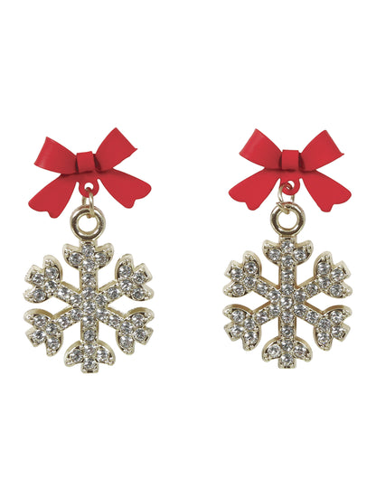 Метални обеци с лъскави снежинки