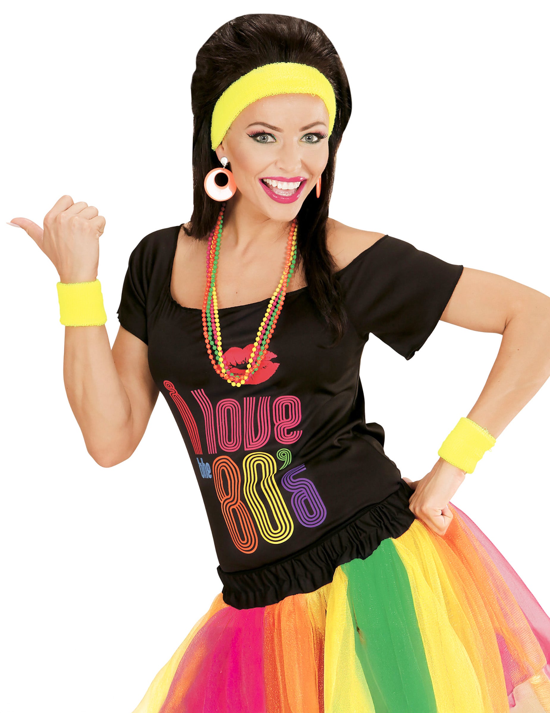 Mise en situation des boucles d'oreilles orange fluo pour adulte de forme ovale