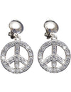 Boucles d'oreilles peace and love pour adulte argentées avec strass