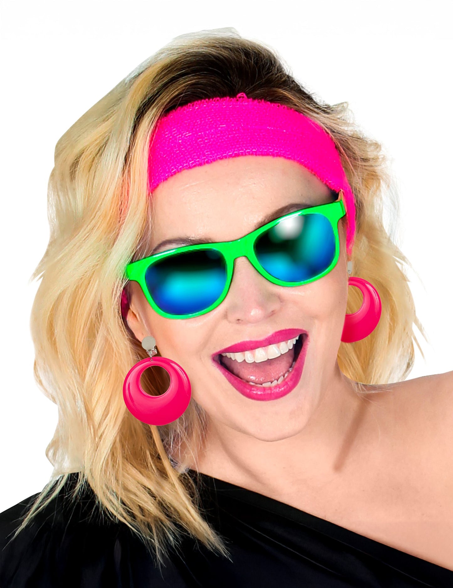 Флуоресцентни розови обеци за възрастни