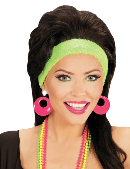 Флуоресцентни розови обеци за възрастни