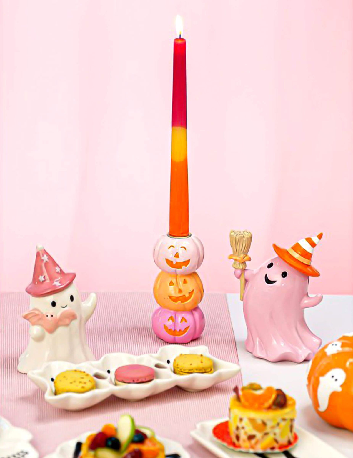 Декоративен свещник Summerween от смола с 3 усмихнати тикви 6,3 x 6,3 x 13 cm