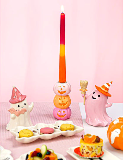 Декоративен свещник Summerween от смола с 3 усмихнати тикви 6,3 x 6,3 x 13 cm