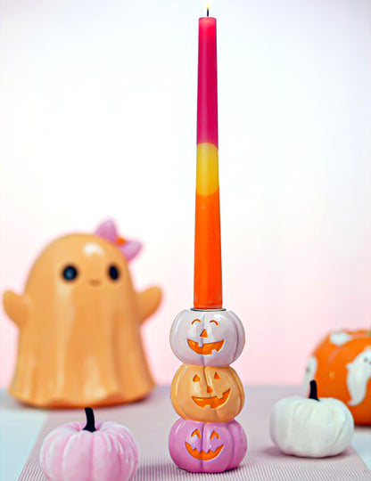 Декоративен свещник Summerween от смола с 3 усмихнати тикви 6,3 x 6,3 x 13 cm