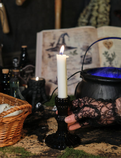 Притежател на свещи от черно стъкло 12 cm