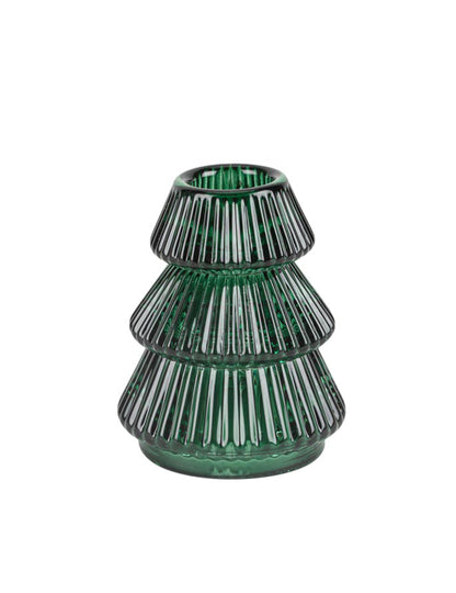 Bougeoir Sapin en verre vert foncé 6,3 x 8 cm