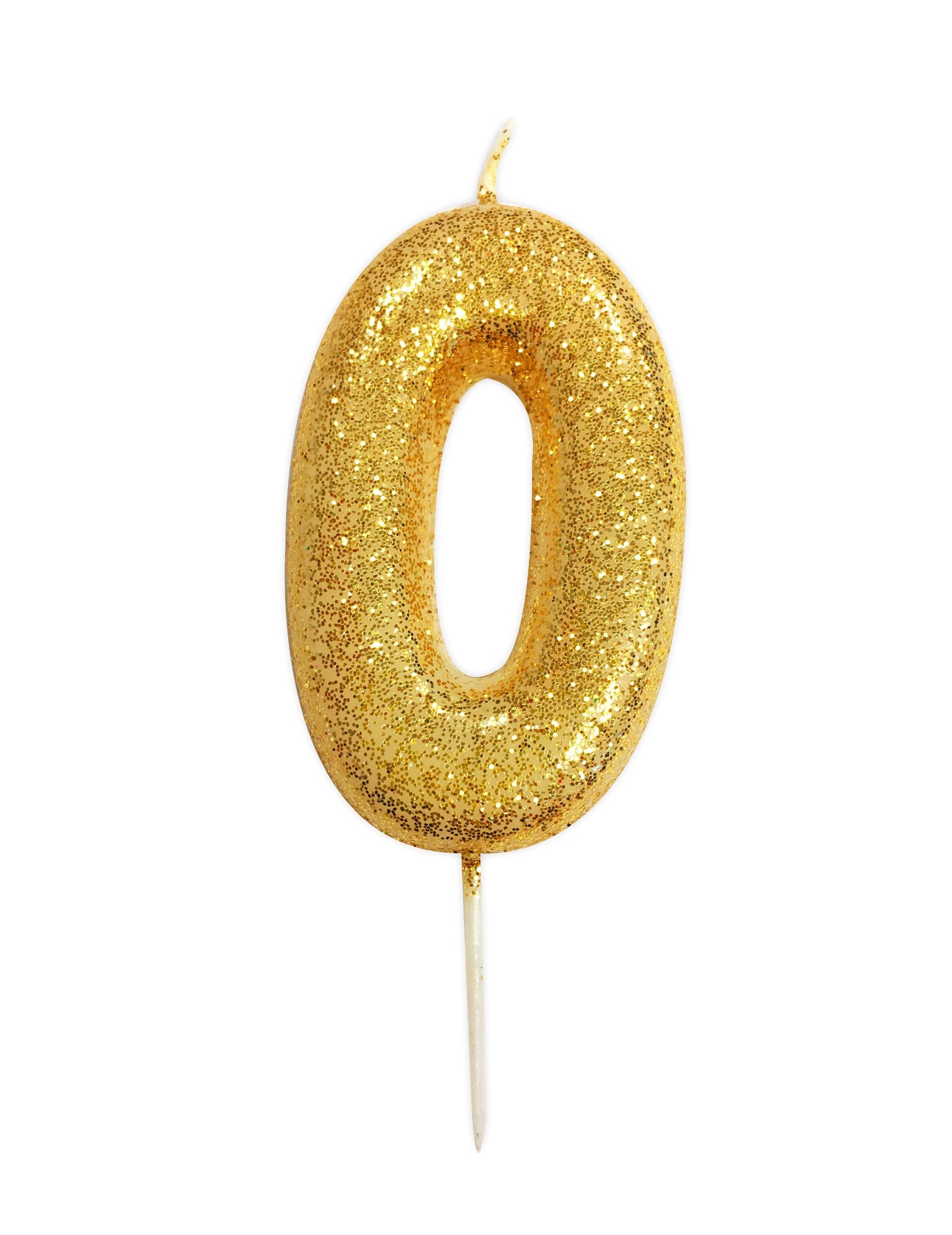 Свещ номер 0 със златен блясък 9 cm