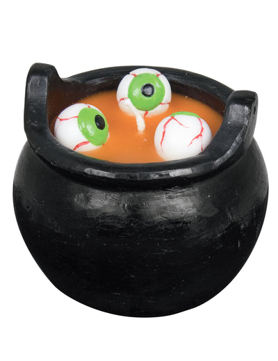 Bougie bouillon d'œil pour Halloween noire en forme de chaudron