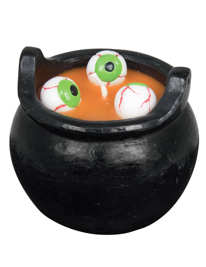 Bougie bouillon d'œil pour Halloween noire en forme de chaudron