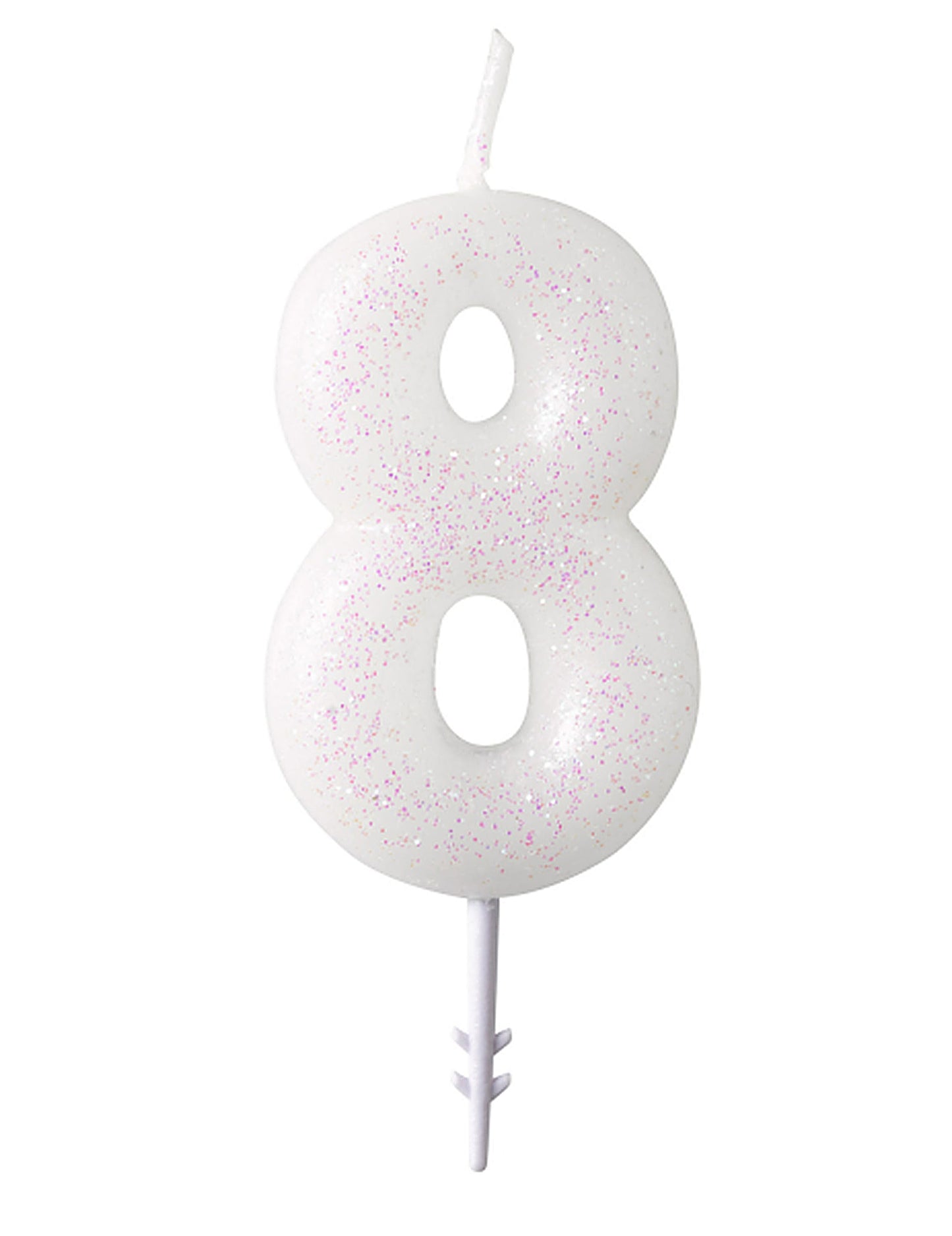 Chiffre 8 de la bougie chiffre blanche à paillettes