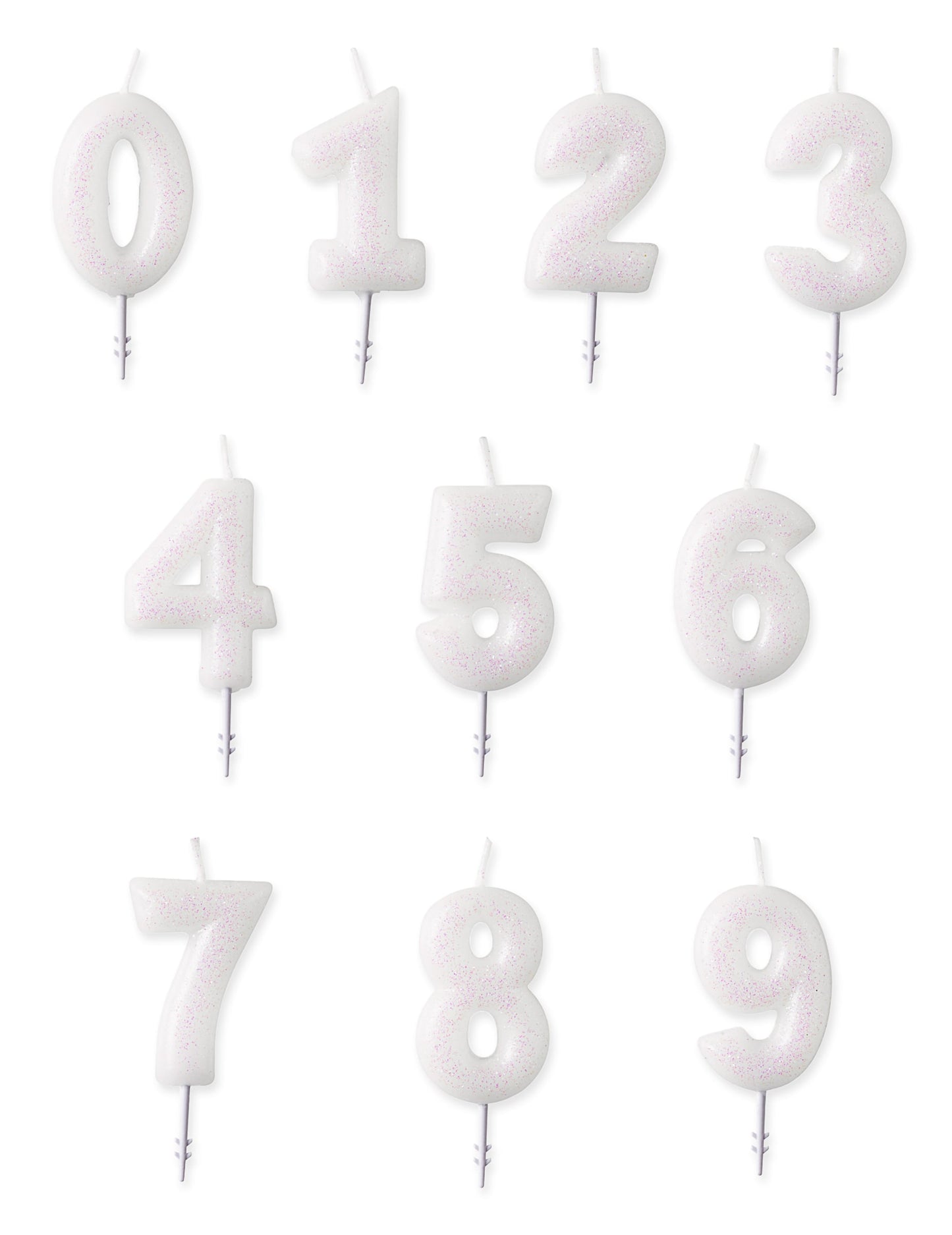 Bougie chiffre pour anniversaire blanche à paillettes