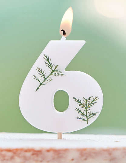 Bougie chiffre feuilles naturelles pour anniversaire