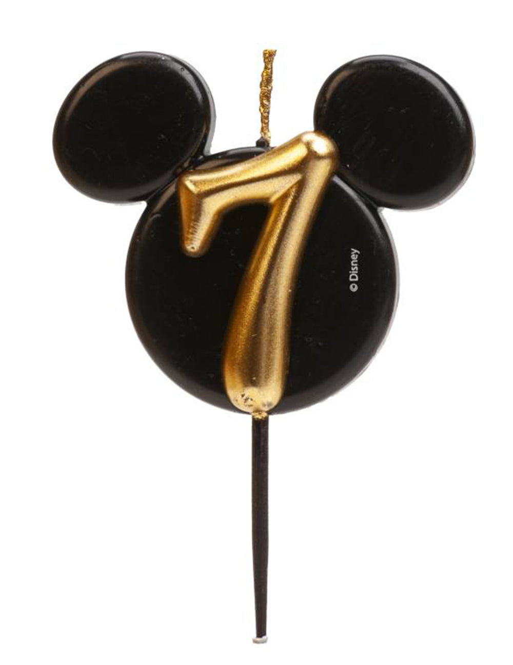 Vue du chiffre 7 doré de la bougie chiffre Mickey Mouse