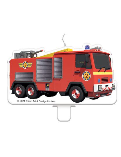 Bougie d'anniversaire camion Sam le Pompier pour enfant rouge et jaune