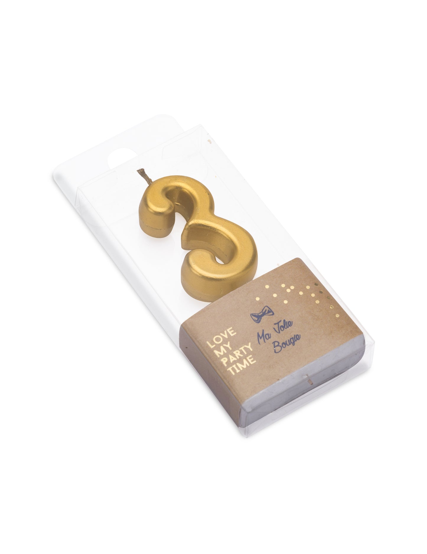 Метална златна свещ за рожден ден с номер 3 4.3 cm за торта