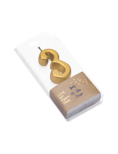 Метална златна свещ за рожден ден с номер 3 4.3 cm за торта