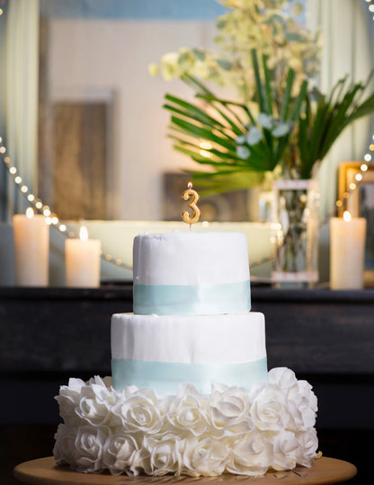 Метална златна свещ за рожден ден с номер 3 4.3 cm за торта